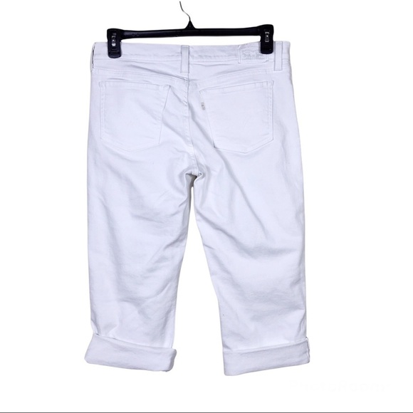 Levi's White Stretch 5-Pocket Flat Front Cuffed Cropped Pants Size 29 - Picture 3 of 6